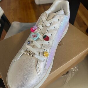Steve Madden Kids Iridescent White Sneakers with Charms